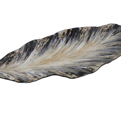PLAT FEUILLE GM GRIS/ARGENT