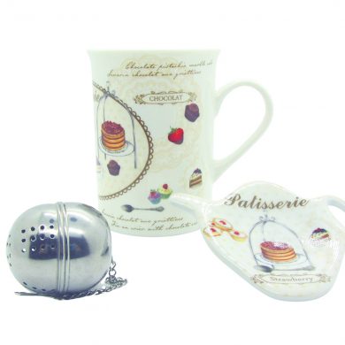 Coffret mug, infuseur à thé et repose-sachet de thé